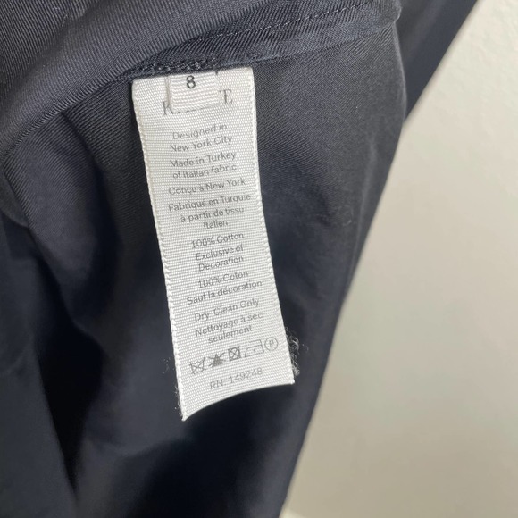 Khaite Size 8 Slip Midi Blair Tie Back Dress Black V Neck 100% Cotton Sleeveless - Picture 9 of 12